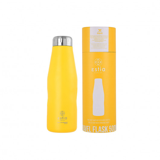 ESTIA ΘΕΡΜΟΣ TRAVEL FLASK SAVE THE AEGEAN 500ml PINEAPPLE YELLOW