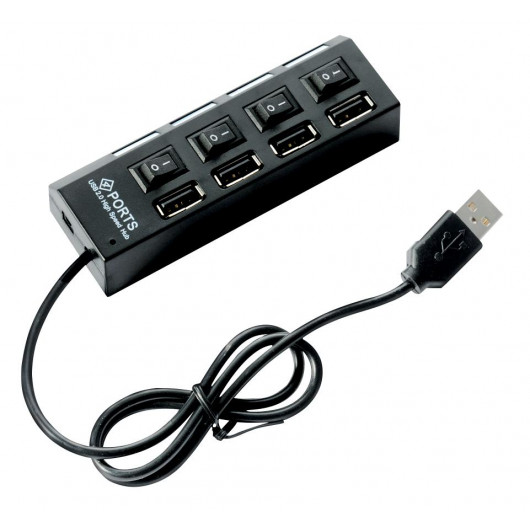 USB-HUB USB 2.0 HUB με 4 θύρες και διακόπτες ON/OFF για κάθε θύρα καθώς και ενδείξεις λειτουργίας με LED