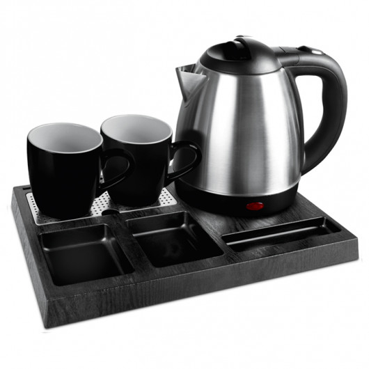 LIFE WELCOME HOTEL TRAY FOR HOTELS WITH 1.2L INOX WATER KETTLE AND 2 CERAMIC CUPS