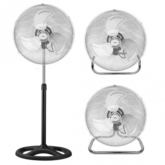 LIFE GRECALE 3 IN 1 STAND/FLOOR/WALL MOUNTED FAN, 65W