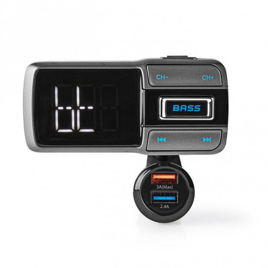 NEDIS CATR101BK Car FM Transmitter Bluetooth Bass Boost MicroSD Card Slot Hands-