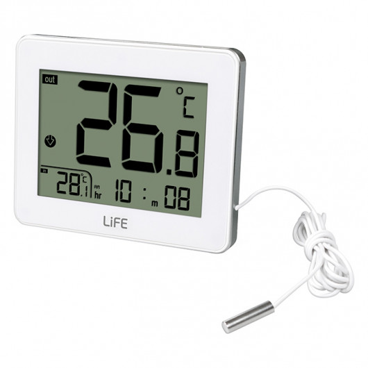LIFE CORDY INDOOR/OUTDOOR THERMOMETER, WHITE COLOR