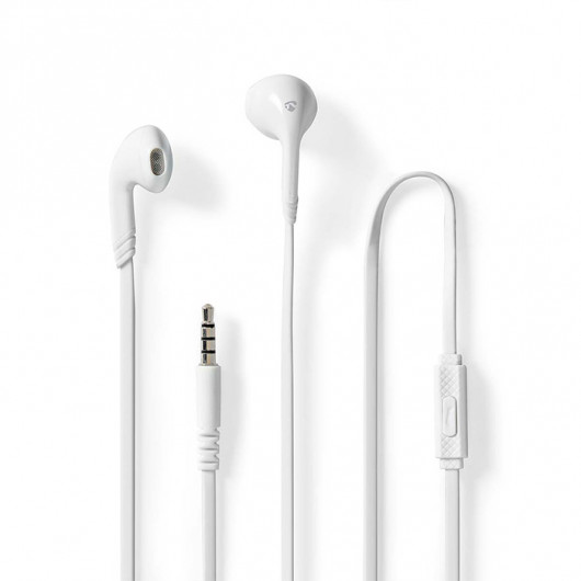 NEDIS HPWD2021WT Ενσύρματα στερεοφωνικά ακουστικά με μικρόφωνο και βύσμα jack 35mm, σε λευκό χρώμα