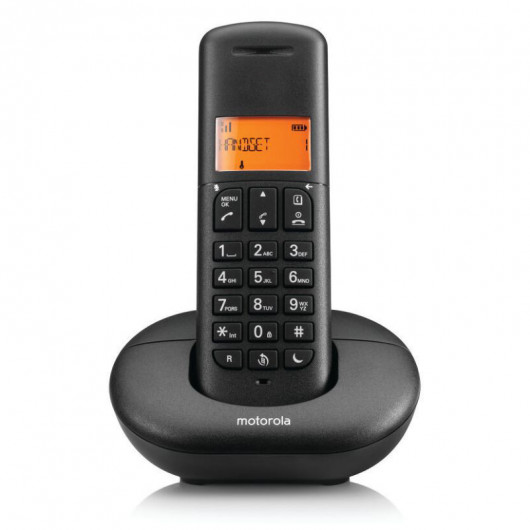 Motorola E221 Μαύρο Ασύρματο τηλέφωνο με φωτιζόμενη οθόνη, call block, Do Not Disturb και 50 μνήμες