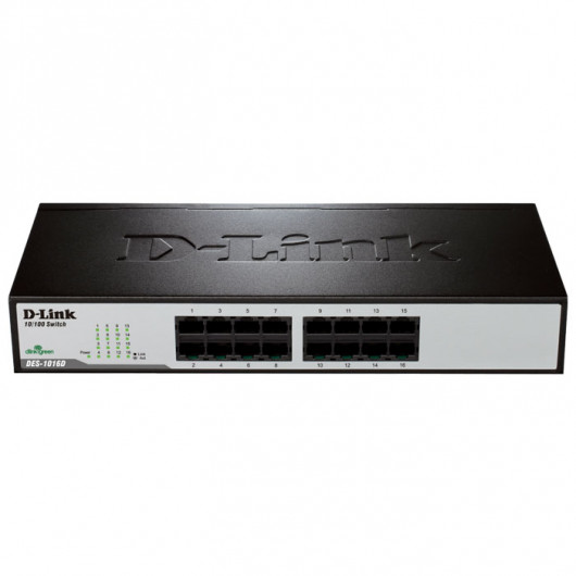 D-LINK DES-1016D 16-Port Ethernet 10/100 Unmanaged Desktop Rackmount Switch