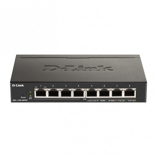 D-LINK DGS-1100-08PV2 8-Port PoE-Powered Gigabit Smart Managed Switch με 8xPoE-ports