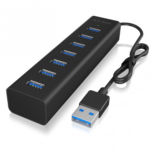 IB-HUB1700-U3 USB 30 Hub αλουμινίου, µε συνδέσεις 7x θύρες Type-A, σε μαύρο χρώμα