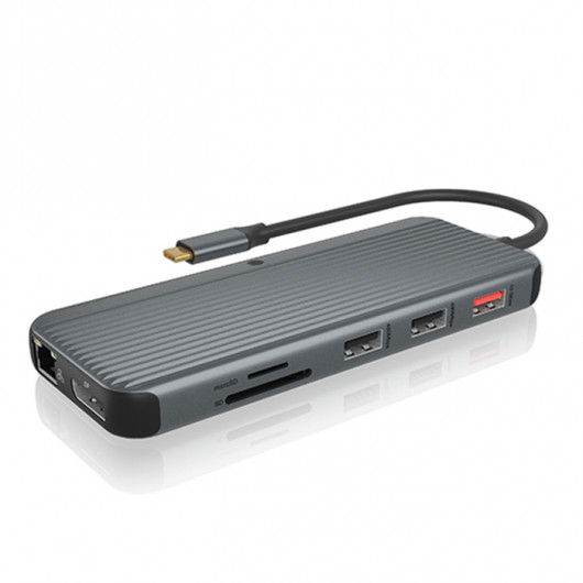 ICY BOX IB-DK4060-CPD 12 IN 1 Σταθμός σύνδεσης 12 θυρών με πολλαπλές λειτουργίες για laptop, από μία μόνο σύνδεση USB 32 Gen 2x1