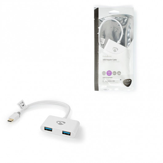 NEDIS CCBP65960WT02 USB hub, 2 θυρών από Type-C αρσ σε 2x USB Type-A, 0,20m σε λευκό χρώμα