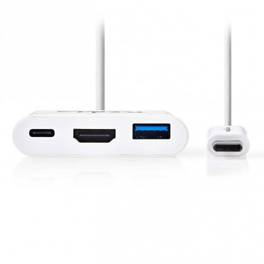 NEDIS CCGP64765WT02 Σταθμός σύνδεσης από USB 31 type C αρσ σε USB A /  USB C / HDMI θηλ, 02m