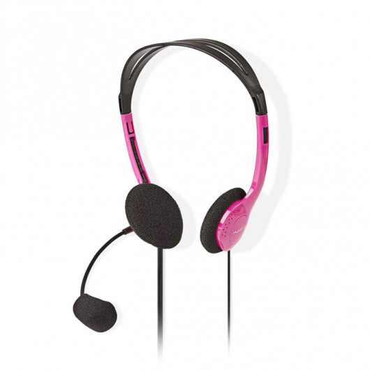 NEDIS CHST100PK Στερεοφωνικό on-ear headset, με σύνδεση 2x3,5mm σε ροζ χρώμα