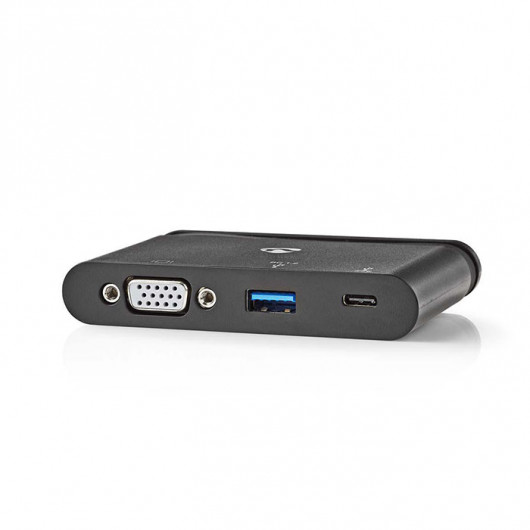 NEDIS TCARF220BK Σταθμός σύνδεσης από USB 30 Type-C αρσ σε USB-C / USB 30 / VGA θηλ, σε μαύρο χρώμα
