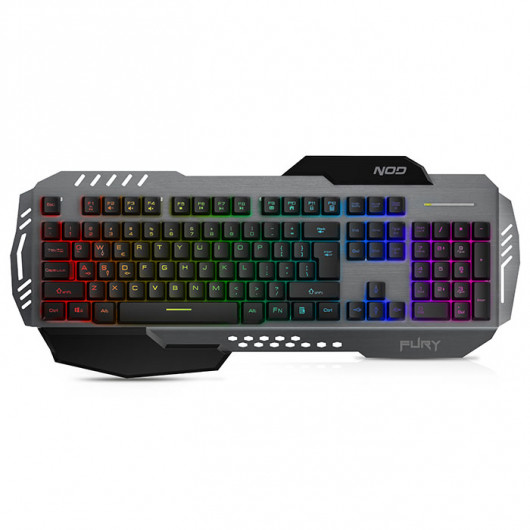 NOD FURY Ενσύρματο gaming πληκτρολόγιο, με RGB LED οπίσθιο φωτισμό, επιφάνεια από αλουμίνιο και palm rest