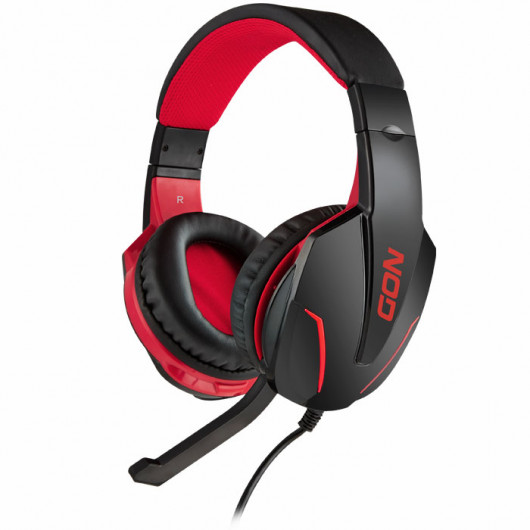 NOD GROUND POUNDER Gaming headset με ρυθμιζόμενο σε κλίση μικρόφωνο, σε μαύρο χρώμα και κόκκινο LED φωτισμό