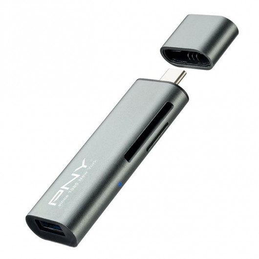 PNY R-TC-UA-3N1E01-RB USB-C card reader για κάρτες MicroSD & SD, με υποδοχή USB A