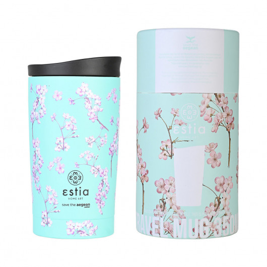 ESTIA ΘΕΡΜΟΣ TRAVEL MUG SAVE THE AEGEAN 350ml BLOSSOM GREEN