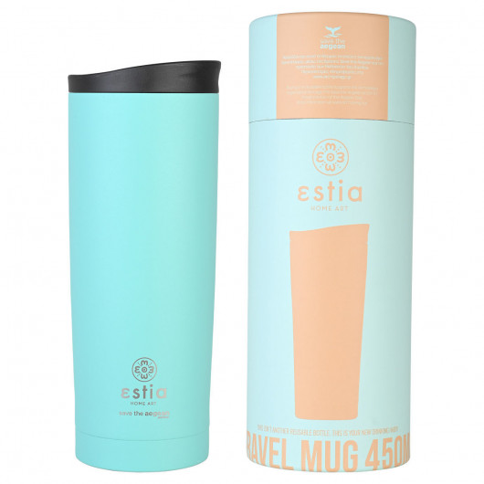 ESTIA ΘΕΡΜΟΣ TRAVEL MUG SAVE THE AEGEAN 450ml BERMUDA GREEN