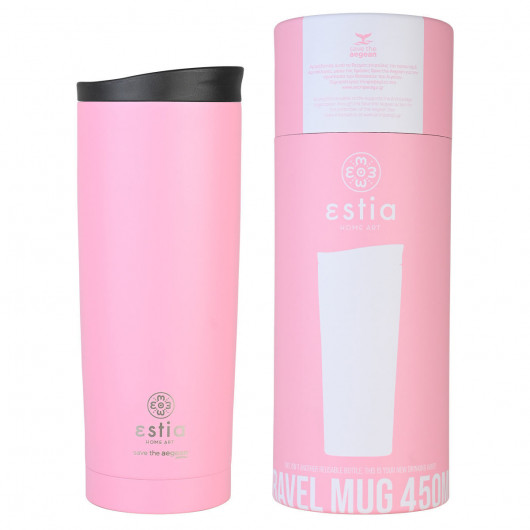 ESTIA ΘΕΡΜΟΣ TRAVEL MUG SAVE THE AEGEAN 450ml BLOSSOM ROSE