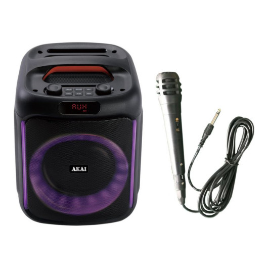 Akai ABTS-V20 Φορητό ηχείο με Bluetooth, USB, AUX-IN, κάρτα TF, FM, LED και ενσύρματο μικρόφ