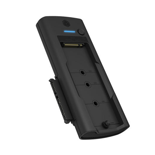ICY BOX IB-180MS-C31Docking Station for NVMe M.2 SSD and SATA Drive with USB Type-C to Type-C/Type-A combo cable.
