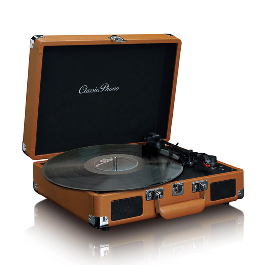 LENCO CLASSIC PHONO TT-10BNSuitcase turntable with speakers, brown.