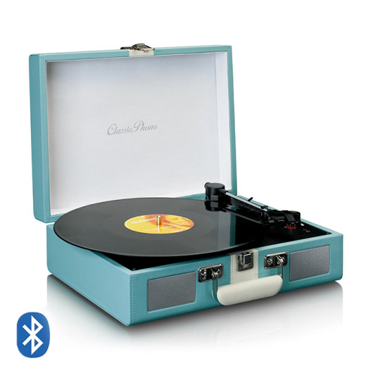 LENCO CLASSIC PHONO TT-110BUWHTurntable with Bluetooth reception and built-in speakers, blue / white color.