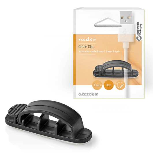 NEDIS CMGC22033BKCable management with 3 slots, in black color.