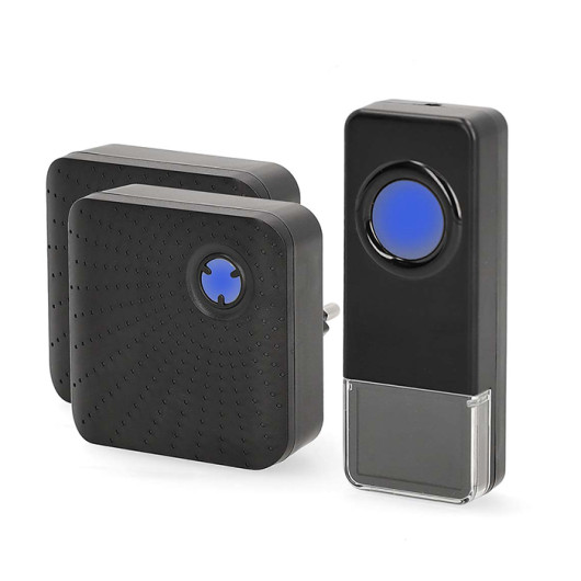 NEDIS DOORB310BK2Wireless doorbell set with 2 receivers and 58 melodies in black color.
