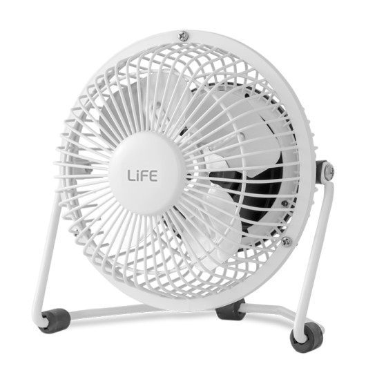 LIFE SUPER4 WHITEUSB powered mini metal fan in white color, 2.5W