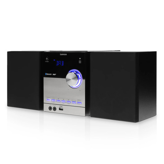 LENCO MC-150Stereo Hi-Fi with DAB+ FM, CD, Bluetooth & USB player, in black color.