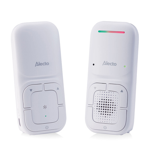 ALECTO DBX130Modern Full Eco audio baby monitor with crystal-clear DECT sound quality and long standby time, white color.
