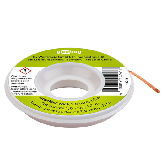 GOOBAY 45245Desoldering wire 1mm for removing solder from solder joints, 1.5m.