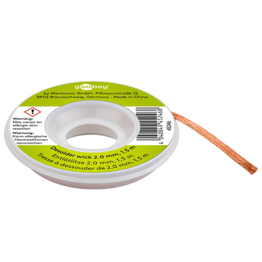 GOOBAY 45246Desoldering Wire 2 mm for removing solder from solder joints, 1.5m.