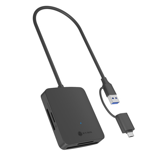 ICY BOX IB-CR302-CU34-in-1 card reader with USB 3.0 Gen 1 Type-A + Type-C.