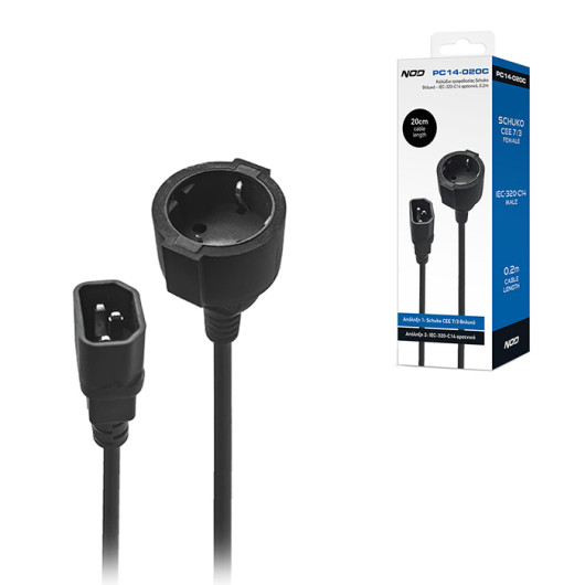 NOD PC14-020CPower cable Schuko female - IEC-320 C14 male, 0.2m