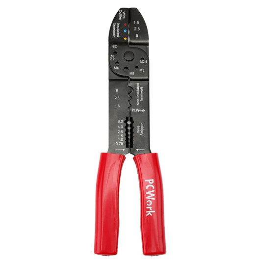 PCWork PCW04D4-in-1 multifunction crimping pliers, crimping pliers, wire stripper, cable cutter, crimping tool.