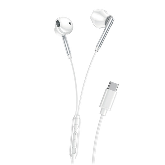 XO EP66Crescent earphones with Type-C plug in white color