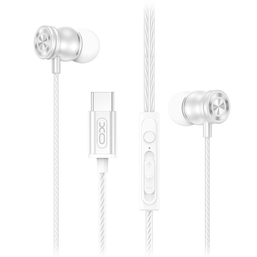 XO EP80Earphones with microphone and Type-C plug in wihte color