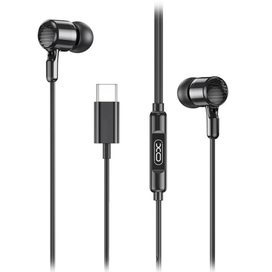 XO EP81Earphones with microphone and Type-C plug in black color