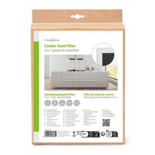 NEDIS CHFI210UNIUniversal cooker hood filter set, with carbon 57 x 47 cm.