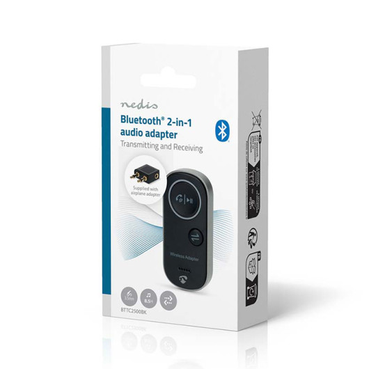 NEDIS BTTC2500BKBluetooth transmitter receiver with input: USB-C female - output: 3.5mm up to 1 device in black color. eshop