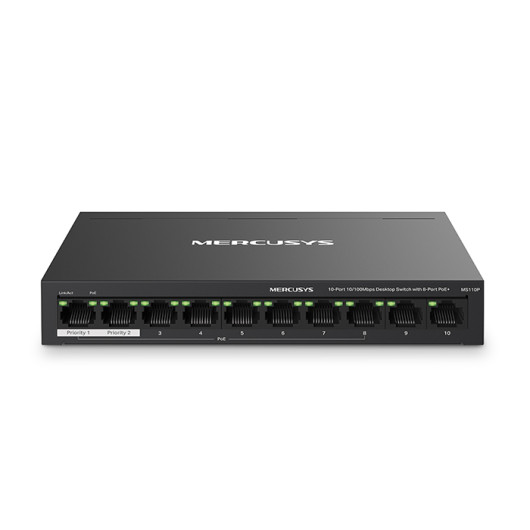 MERCUSYS MS110P10-Port 10/100Mbps desktop switch with 8-Port PoE+