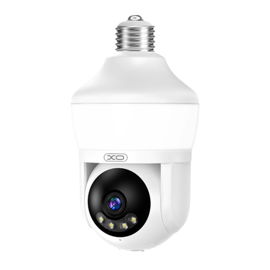 XO CR145MP Indoor Wi-Fi Camera for Light Sockets with Built-in LED Light and Pan/Tilt Function in white color
