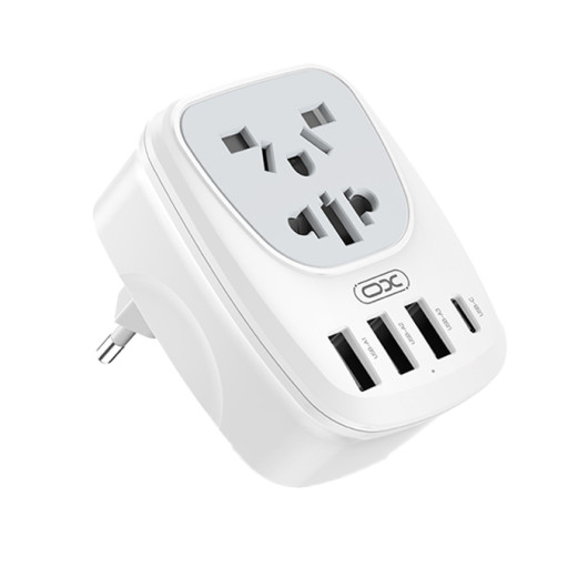 XO WL26EU to Universal adapter with 1x USB-C and 3x USB-A ports