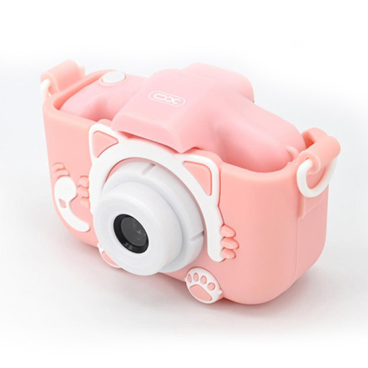 XO XJ01 PINKChildren dual-lens camera with protective cover, in pink color
