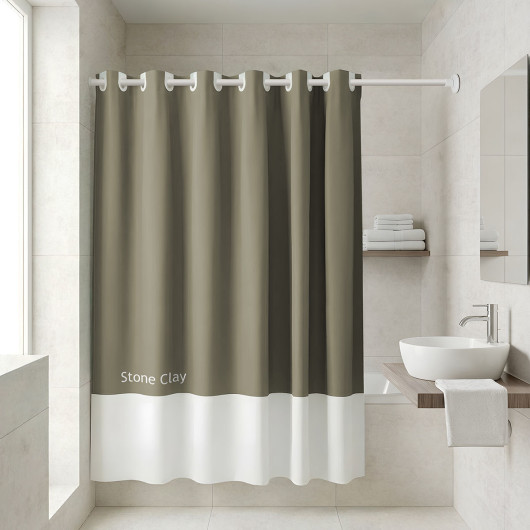 ESTIA ΚΟΥΡΤΙΝΑ ΜΠΑΝΙΟΥ ΑΔΙΑΒΡΟΧΗ ΠΟΛΥΕΣΤΕΡΙΚΗ TONE LAB 180x194cm STONE CLAY