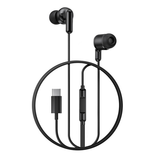 XO EP84 BLACK COLOREarphones with microphone and Type-C plug in black color