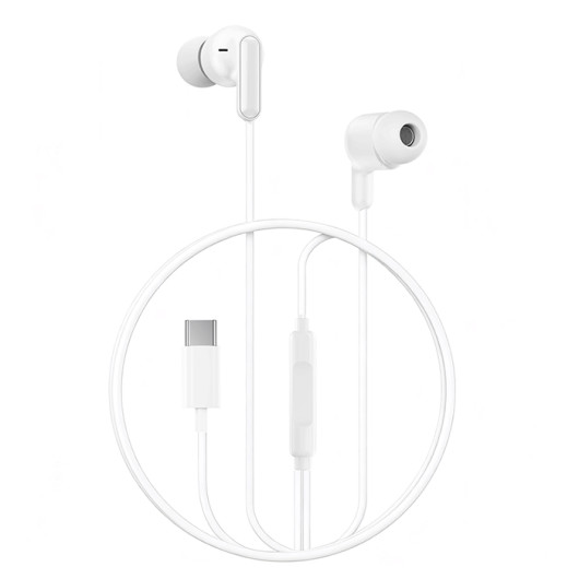 XO EP84 WHITE COLOREarphones with microphone and Type-C plug in white color