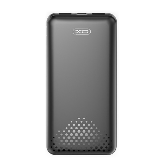 XO PB312 BLACK COLOR10.000 mAh Power Bank with 3 USB ports (2x USB-A, 1x USB-C), in black color