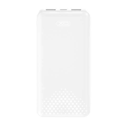 XO PB312 WHITE COLOR10.000 mAh Power Bank with 3 USB ports (2x USB-A, 1x USB-C), in white color